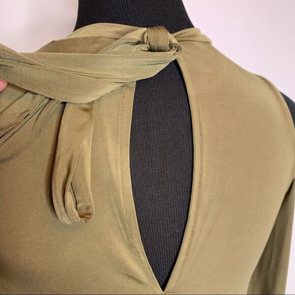 ASOS olive army green tan cold shoulder sleeve top size 0 - Picture 8 of 14